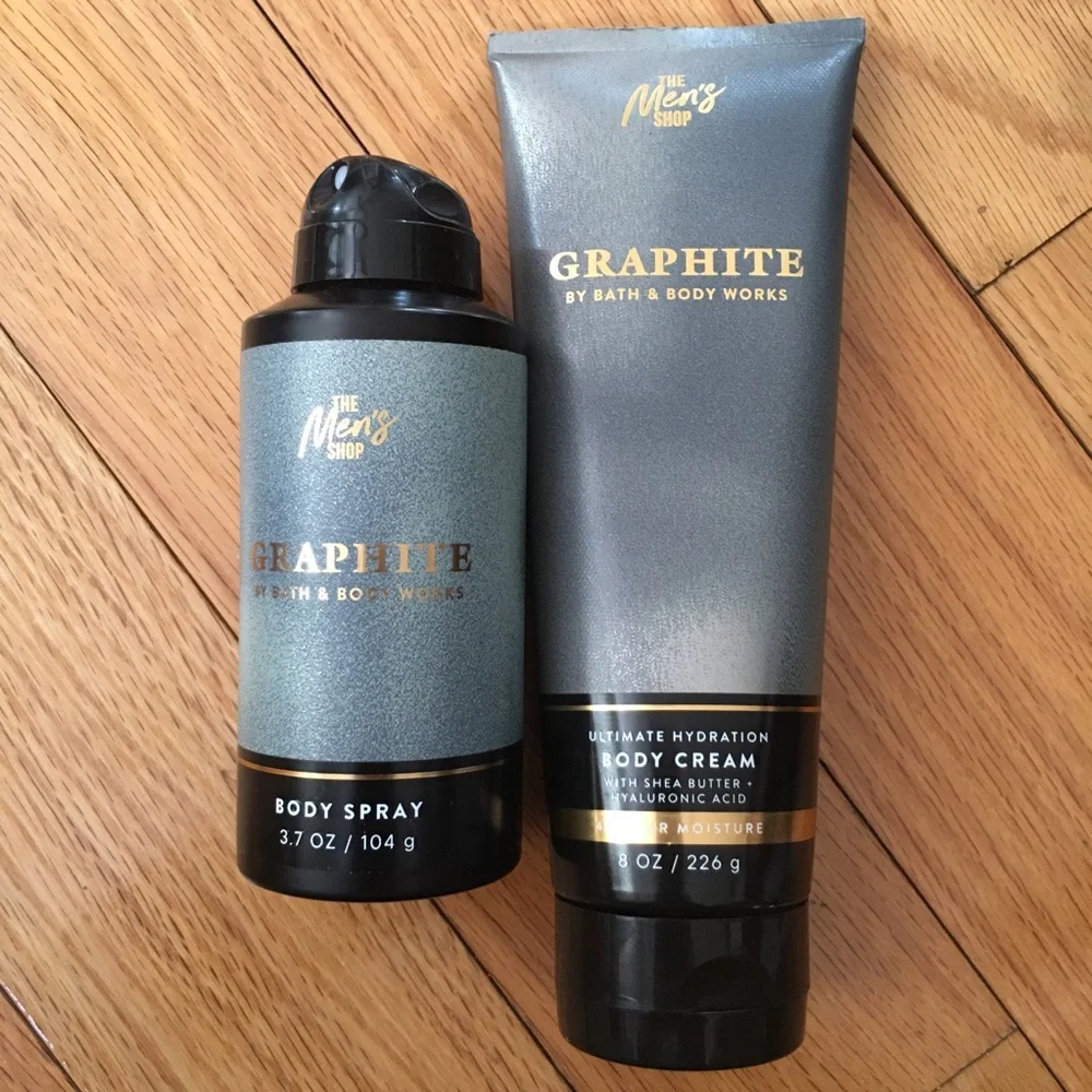 Bath & Body Works Graphite Men's Body Spray and Cream - Black and Gray